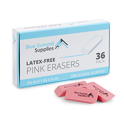 Blue Summit Supplies Pink Erasers, Bulk Erasers for Art, School, and Office Use, Classroom Set, 36 Pack - size: 36