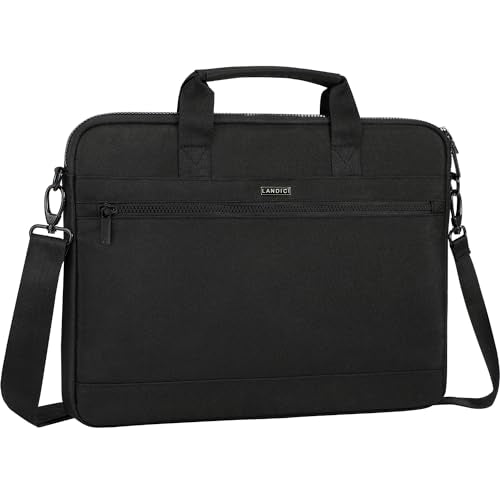 LANDICI 360° Protective Laptop Bag Case 14-15 Inch with Shoulder Strap & Handle, Waterproof Computer Sleeve Cover for MacBook Air/Pro 15, Chromebook 14, Slim Briefcase for Men Women, Black - color: Black, size: 14-15 Inch