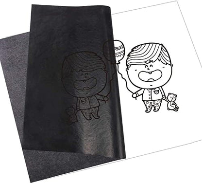 50 Sheets Black Graphite Carbon Paper Transfer (8.5 x 11.5 inch) Tracing Papers with 5 PCS Embossing Styluses Dotting Tools for Wood Paper Canvas Craft