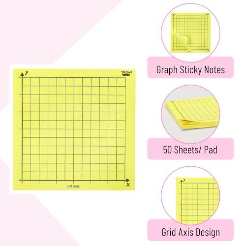 Mr. Pen- Graph Sticky Notes, 3x3 Inch, 6 Pads, 50 Sheets/Pad, 300 Sheets | 6 Grid Designs, Bright Colors, Square Graph Paper Notes, Grid Sticky Note Pads for Math, Study, Journals, Planners - color: Bright