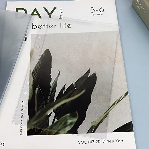 Mogoostry A5 Clear Sheet Protectors 12 Pack 4.9 x 8 Inch Plastic Sleeves Top Open Paper Protector for 6 Ring Binders, Acid-Free, Archival Safe - size: A5