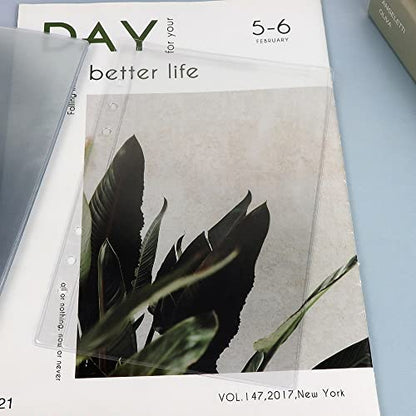 Mogoostry A5 Clear Sheet Protectors 12 Pack 4.9 x 8 Inch Plastic Sleeves Top Open Paper Protector for 6 Ring Binders, Acid-Free, Archival Safe - size: A5