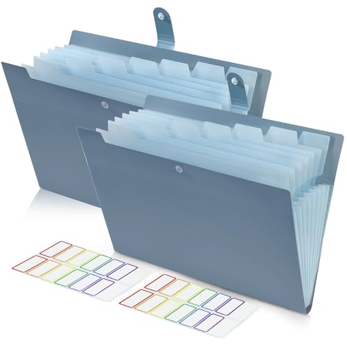2Pack Accordion File Organizer Expanding File Folder with 8 Pockets Office | Letter Size Portable Paper Document Organizer for Office Home Business Supplies, Student classroom storage