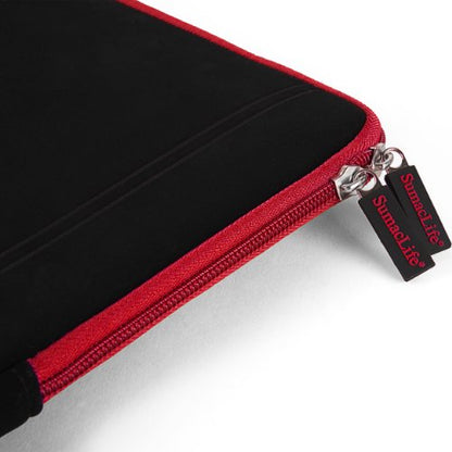 Thick Cushion Padding Scratch Water Resistant Accessory Pocket 13 inch Laptop, Chromebook Sleeve Bag - color: Black Red