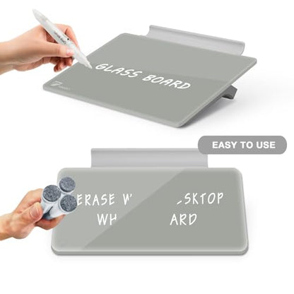 TOWON Small Glass Dry Erase Board, Desk White Board with Standing, Mini Whiteboard Easel Pad Set, Stenography Artifact for Office, Home and School Supplies, 8 x 6 Inches, Gray - color: Gray