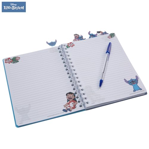 Disney Lilo and Stitch Tab Journal Notebook, Spiral Bound, 96 Lined Pages, 8 x 7 inches, Blue - style: Lilo and Stitch
