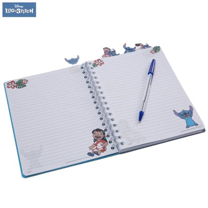 Disney Lilo and Stitch Tab Journal Notebook, Spiral Bound, 96 Lined Pages, 8 x 7 inches, Blue - style: Lilo and Stitch