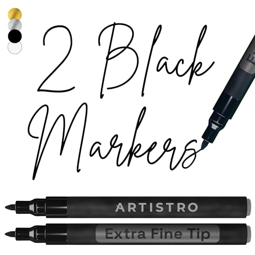 ARTISTRO 2 Black Acrylic Paint Markers - 0.7mm Extra Fine-Tip Paint Pens - Perfect for Crafting, Art Projects, & More - color: Black, style: Extra Fine