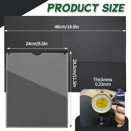 48 Pcs Black 2 Pockets Folders with Clear Front Pocket Bulk Heavy Duty Plastic Folders for School and Office，Fit Letter Size Paper - size: 48 Pack, style: Heavy Duty 2 Pockets&Clear Front Cover