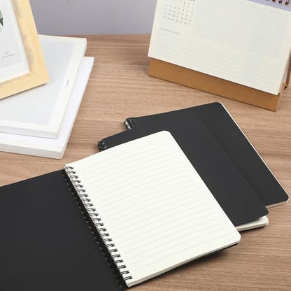 miikoul 100 Packs A5 Spiral Notebooks, Black Ruled Notebooks Bulk, 8.0"×5.6", 60 Sheets/120 Pages, Hardcover Lined Journal Notepad Travel Notebooks for Office and Back to School Supplies - color: Black, size: 100 Pack