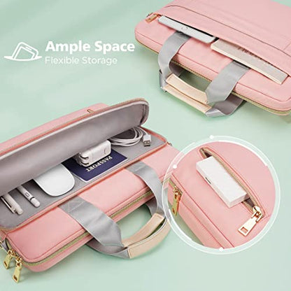 KIZUNA Laptop Bag Case 15.6 Inch Computer Shoulder Messenger Sleeve Briefcase For 16" MacBook Pro M1 M2 Max/16 Lenovo IdeaPad Flex 5i/Thinkbook 16+ /15.6" HP Envy x360 15/Dell XPS 15/LG Gram 15,Pink - color: Pink, size: 15-15.6 Inch