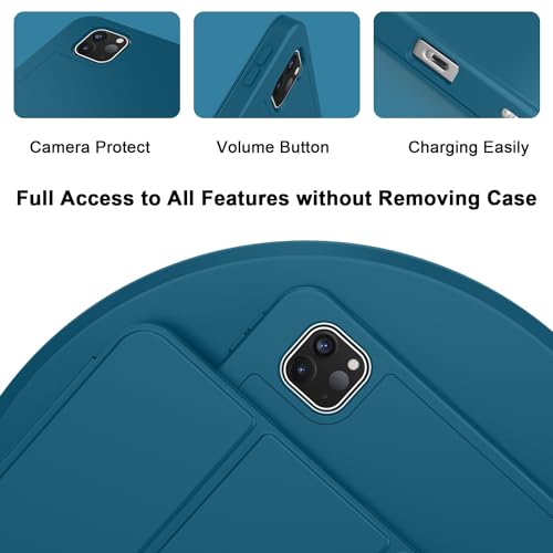 ZryXal iPad Pro 11 Inch Case (M5) 2025/ (M4) 2024 (Model: A2836/A2837/A3006), Trifold Stand Smart Cover with Pencil Holder and Soft TPU Back, Auto Wake/Sleep (New Teal) - color: New Teal