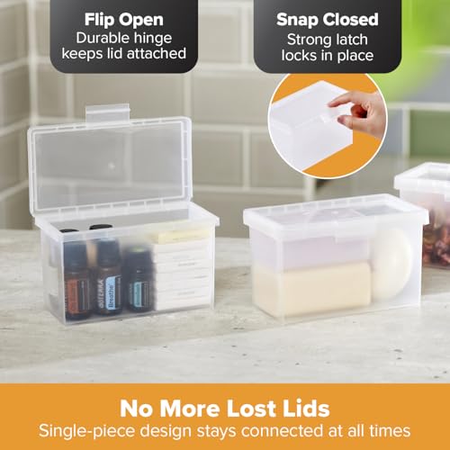 Bostitch Konnect Storage Containers with Lids, Office Organizer, Clear Plastic Box, Stackable for Index Cards, Labels, 1 Qt - size: Single