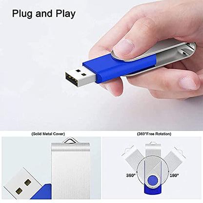 KOOTION 5 Pack 64GB USB 2.0 Flash Drive Thumb Drives - Mixed Color - color: Blue, Red, Green, Purple, Black, size: 64GB 2.0