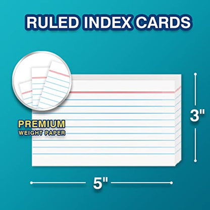H4D 3x5 Index Card Holder with 100 Index Cards and 25 Dividers, Blue | 3x5 Inch Plastic Box, Heavyweight 3x5 Index Cards, Plastic 3x5 Index Card Dividers, Snap Closure Lid - color: Blue, size: 3"x5"