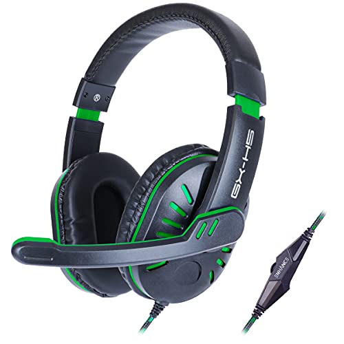 ENHANCE GX-H5 School Headset with Microphone — Perfect for Remote Learning, Study Sessions, and in-Class Listening — Volume Control, USB + 3.5mm, Comfortable Over-Ear Noise-Isolating Design (Green) - color: Green