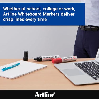 Artline 5100A Magnum Whiteboard Dry Erase Markers with Jumbo Big Nib, Extra Thick for Clear Visible Lettering, Refillable, 5.0mm Bullet Tip, Pack of 6 (Black)