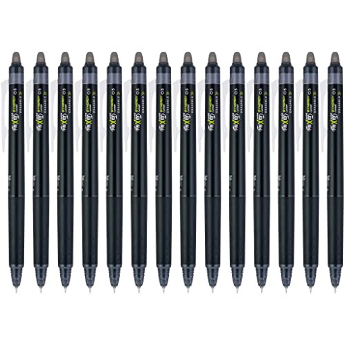 Pilot FriXion Synergy Clicker Erasable, Refillable, Retractable Gel Ink Pens, Extra Fine Point 0.5 mm, Pack of 14, Black, FriXion Erasable Pens 0.5 - Ideal for School & Office Writing - color: Black, size: 1 Count (Pack of 14)