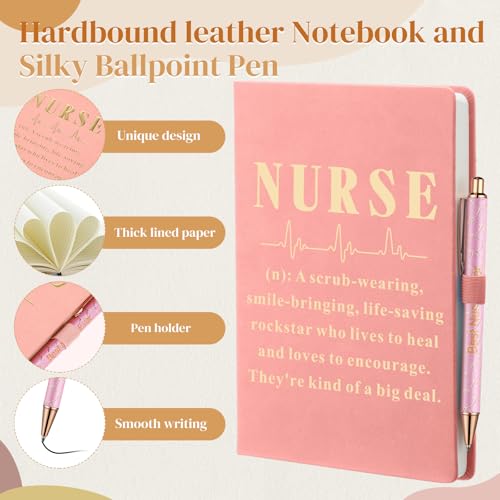 6 Pcs Nurse Gifts Set for Women Men, Rn Appreciation Thank You Gift for Nurses Week Graduation Birthday, 16oz Vacuum Insulated Water Bottle, Makeup Bag, Notebook, Ballpoint Pens(Pink) - color: Pink