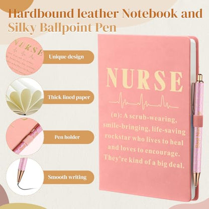 6 Pcs Nurse Gifts Set for Women Men, Rn Appreciation Thank You Gift for Nurses Week Graduation Birthday, 16oz Vacuum Insulated Water Bottle, Makeup Bag, Notebook, Ballpoint Pens(Pink) - color: Pink