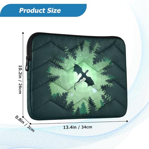 Cute Laptop Sleeve 13 inch Forest Dragon Starry Sky Dragon Green Laptop Cover for Women's 14 inch Waterproof Tablet Bag - color: Forest Dragon Starry Sky Dragon Green