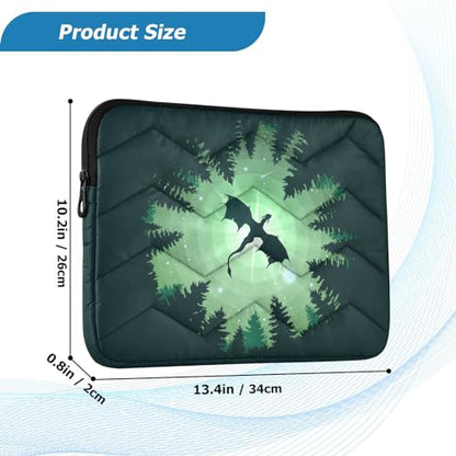 Cute Laptop Sleeve 13 inch Forest Dragon Starry Sky Dragon Green Laptop Cover for Women's 14 inch Waterproof Tablet Bag - color: Forest Dragon Starry Sky Dragon Green