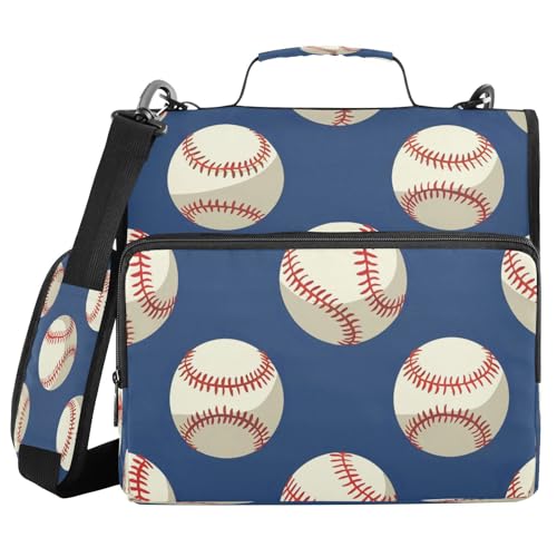 ALAZA Zipper Binder 3 Ring Baseball Sport Binder Organizer with Zipper and Shoulder Strap Large Capacity Multi-Pocket Trapper Keeper File Folder for Office Supplies - color: Multicolored 23