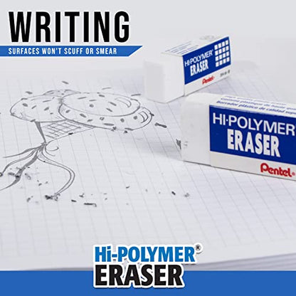 Pentel Hi-Polymer Block Eraser Small White, Pack of 4 (ZEH05BP4) - size: 4 Count (Pack of 1)