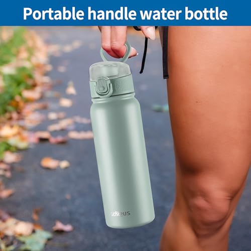 GOPPUS Insulated Water Bottle 20oz Stainless Steel BPA-Free Sports Bottle Ideal for School and Travel Silicone Spout Lid Prevents Leaks, Sweat, and Dust (Light green) - color: Light Green