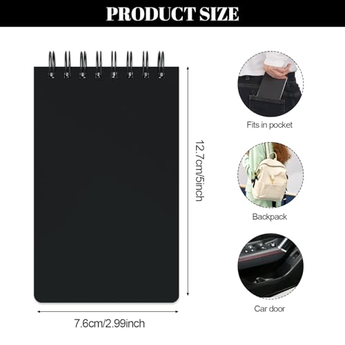 BESARME 10 Pcs Small Notepads 3x5, Spiral Pocket Notebook Bulk | Black Mini Lined Notepad, Memo Pads for Men, Students Back to School Gift - color: Black