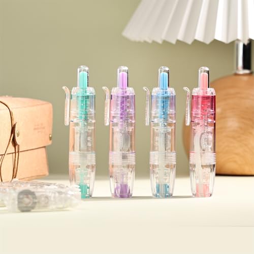 Refillable Correction Tape, 157 ft Total – 2 Pre-Filled Dispensers + 6 Snap-In Refills, School & Office Supplies, Pink &Purple - color: Pink+Purple