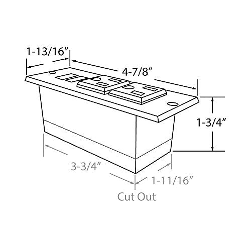4-7/8" Long x 1-13/16" Wide Black in-Desk Power Center with 2 Outlets, 2 USB Ports - style: 2 Outlets, 2 USB Ports