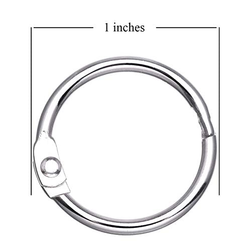 Antner 100Pcs 1 Inch Loose Leaf Binder Rings Nickel Plated Metal Office Book Rings Clips Keychain Keyrings for Index Cards, Flashcards, Notebooks, Photos, Scrapbooks, Home Office Supplies, Silver - size: 1 Inch-100 Pieces