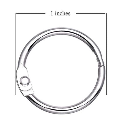Antner 100Pcs 1 Inch Loose Leaf Binder Rings Nickel Plated Metal Office Book Rings Clips Keychain Keyrings for Index Cards, Flashcards, Notebooks, Photos, Scrapbooks, Home Office Supplies, Silver - size: 1 Inch-100 Pieces