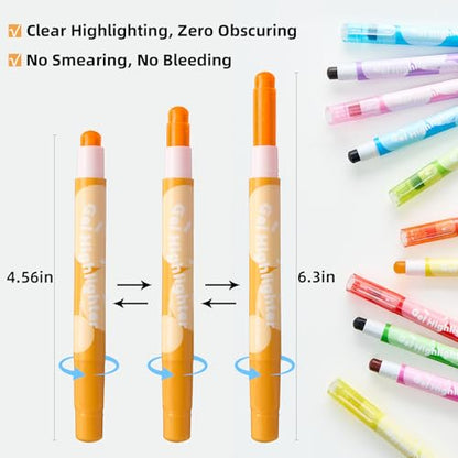 12-Pack Bible Gel Highlighters, Pastel No Bleed No Smear Twist-Up | Vibrant aesthetic twist-up gel, quick-dry no bleed on thin paper. Ideal for bible journaling, study, school and note-taking.