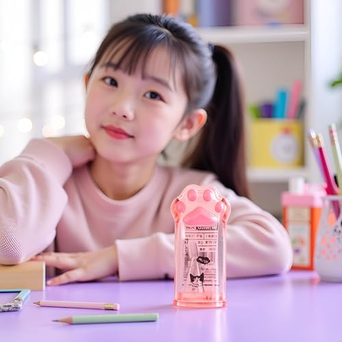 Pink Cute Cat Paw Pencil Sharpener Kawaii School Supplies Student Prize Kids Gift Kawaii Pencil Sharpener Cat Schools Supplies for Girls Cat Lovers Office School Home Writing and Correction Supplies