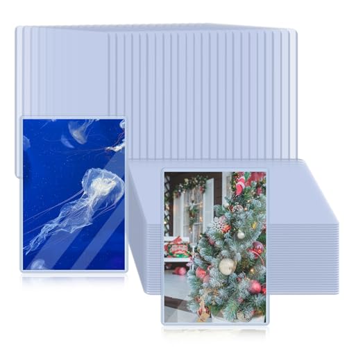 Rainmae 50 Pack 4" x 6" Rigid Print Protectors, Clear Waterproof Hard Plastic Page Sheet Protectors, B6 Paper Sleeves Photo Plastic Sleeves Document Holder Birth Certificate Protector - color: 4x6in (50 Pcs)