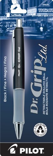PILOT Gel Pen, Fine Point, Charcoal Gray | Black Ink | Retractable | Metallic Barrel | Pack of 2 - color: Gray Barrel, size: 1 Count (Pack of 2)
