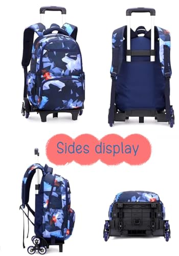 Girls Rolling Backpack Kids Backpack with Wheels Roller School Bag Wheeled Rucksack Pink - color: Pink, size: Small