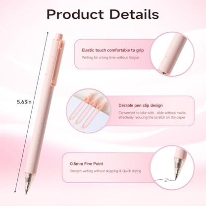Cute Pink Pens Black Ink 25PCS Retractable Gel Pens Writing Extra Fine Point 0.5mm Gift for Women Journaling Teachers Stationery Office School - color: 25 Pink Black Ink