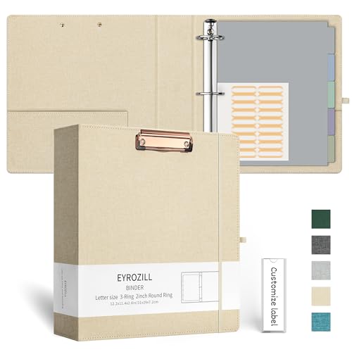 EYROZILL 3 Ring Binder 2 Inch, Binder for Letter Size (11" x 8.5") with 5 Tab Dividers, File Folder Labels and Low Profile Clipboards, Apricot - color: Apricot, size: ‎Letter Size - 2 Inch