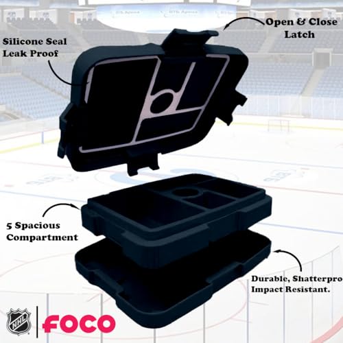 FOCO NHL Unisex-Adult Officially Licensed Team Color Stripe Primary Logo Hockey Leak Proof 5 Compartment Bento Lunch Box - Seattle Kraken - color: Seattle Kraken
