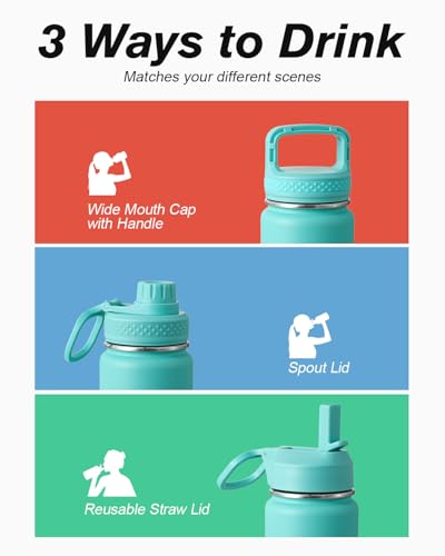 Coolflask 24 oz Insulated Water Bottle with Straw & 3 Leakproof Lids | Water Flask Stainless Steel Triple-Wall Vacuum, Cupholder Friendly, Cold 48+h, Dishwasher Safe, Non-BPA, for Gym & Hiking - color: Pacific Prince, size: 24 Ounces