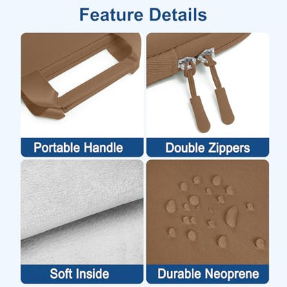 MOSISO Laptop Case 13.3 inch, 13-13.3 inch Laptop Sleeve Bag Compatible with MacBook Air/Pro 13 / Pro 14, HP Dell ASUS, Neoprene Carrying Computer Bag with Handle&Detachable Small Case, Mocha - color: Mocha, size: 13.3 inch