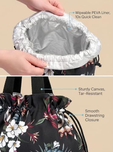 Double-Handle Lunch Bag, Insulated Waterproof Reusable Tote for Women/Students, Fits 2 Bento Boxes + Water Bottle - Ideal for School/Office/Picnic(European Lily) - color: European Lily