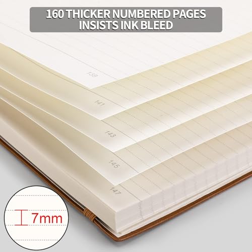 AHGXG College Ruled/Lined Notebook - 320 Numbered Pages B5 Lined Journal, 100gsm Thick Paper, Faux Leather Softcover, Inner Pocket, 7.6'' X 10''-Brown - color: Brown, size: B5