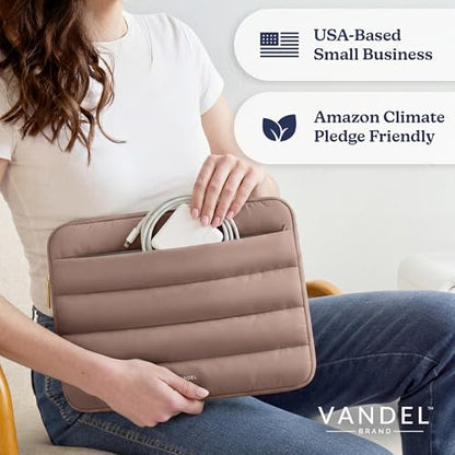 Vandel Puffy Laptop Sleeve Case for 13-14 inch Laptop Sleeve Bag Case 13.3 Inch with Zipper Pocket, Compatible with MacBook Air 13, Pro 14/13 iPad Pro 12.9, HP Dell ASUS, Computer Bag Cover - color: Latte