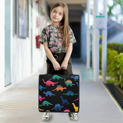 3 Ring Zipper Binder With Shoulder Strap Documents Storage Organizer Animal Dog - color: Dinosaurs Pattern