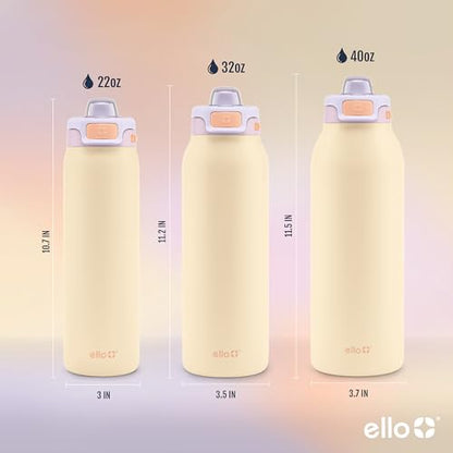 Ello Pop & Fill Insulated Stainless Steel Water Bottle with Quick Fill Lid, Leakproof Locking, Sip or Chug Spout, BPA-Free, Double Wall Vacuum Insulated for Sports, Travel & School- 22oz / 32oz / 40oz - color: Pastel Paradise, style: 32oz