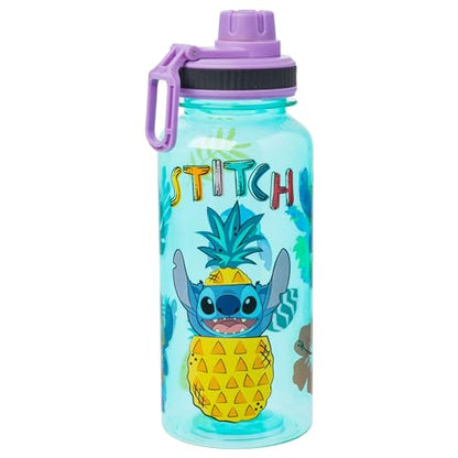 Silver Buffalo Disney Lilo and Stitch Pineapple, Plastic Water Bottle, 32oz | Twist Spout, Includes Sticker Set, You Stick Yourself, 0.95 Liters - color: Lilo and Stitch Pineapple